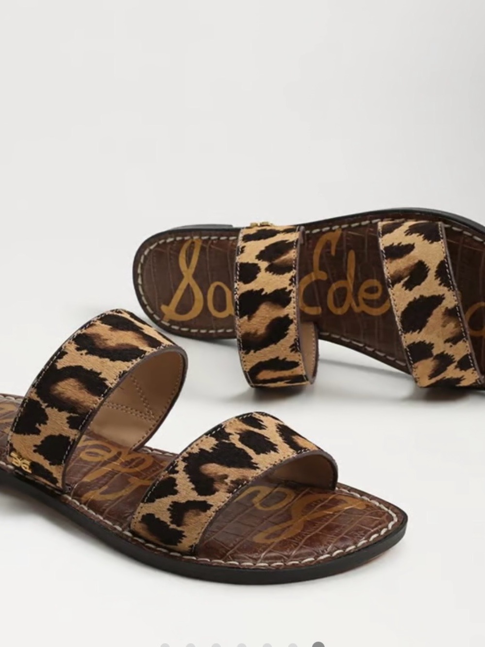 Sam Edelman Leopard-Print Double Strap Slide Sandals - Brown/Black